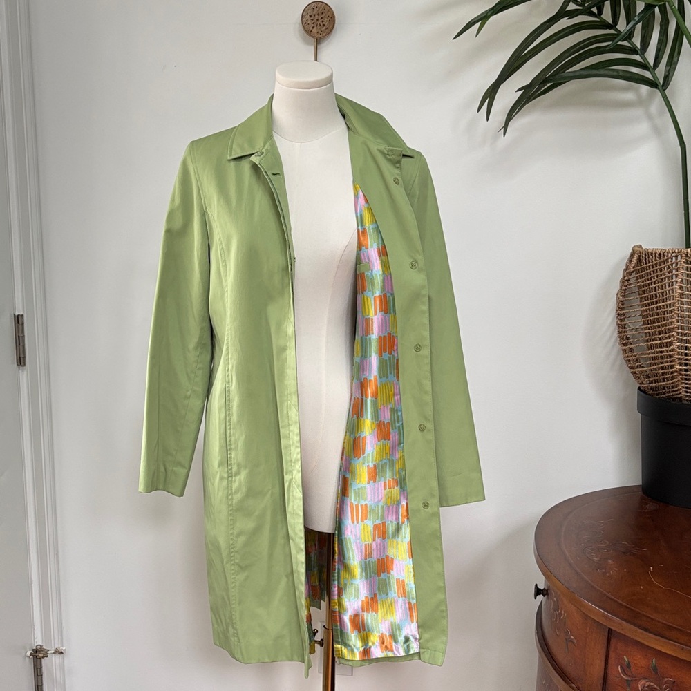 JONES NEW YORK Apple Green Women's Coat with Patterned Lining S